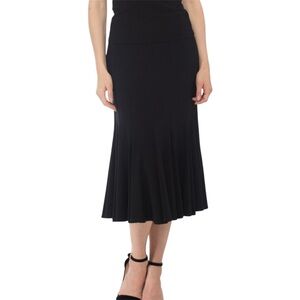Joseph Ribkoff Black slip on midi-length skirt w/elastic waist flared hem Size 8